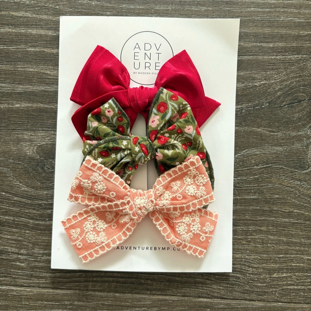 Modern Piggy Holiday Bow Clip Set - NEW!